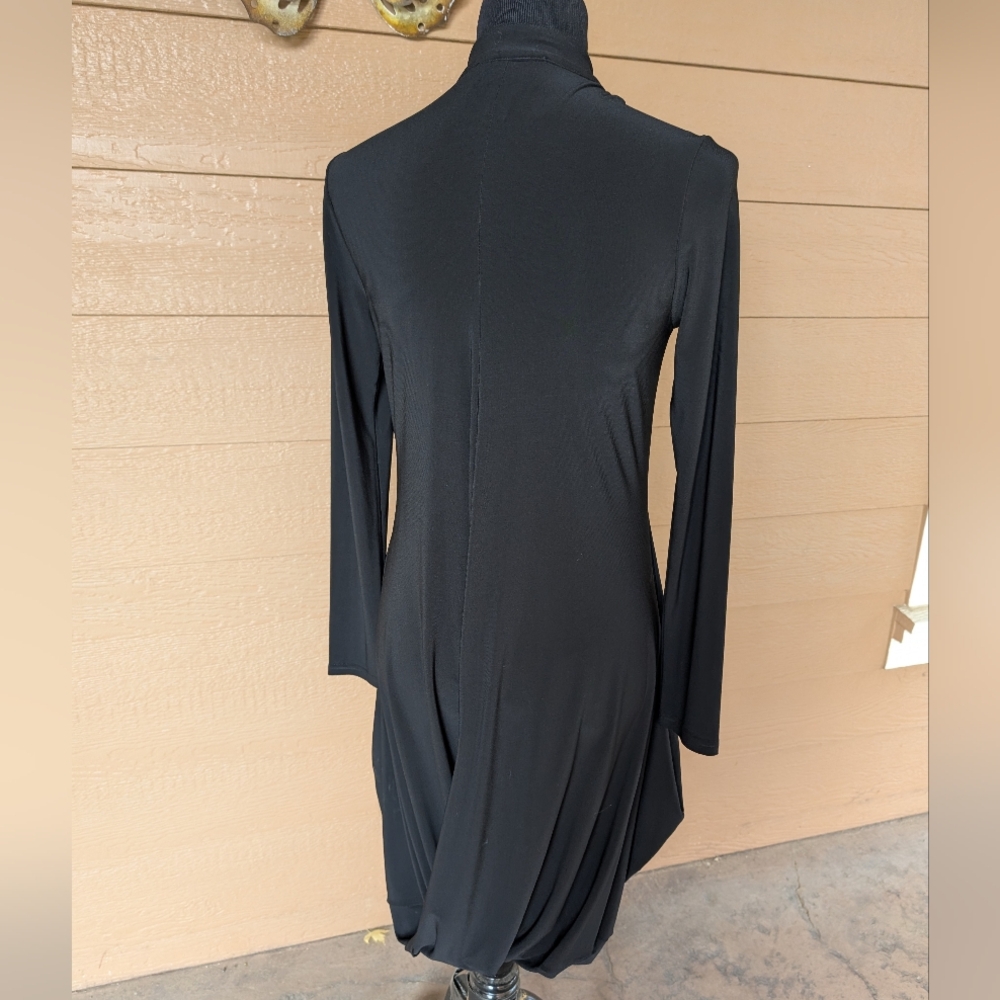 Joseph Ribkoff Black Long Zip Front Draped Jacket - Picture 2 of 5